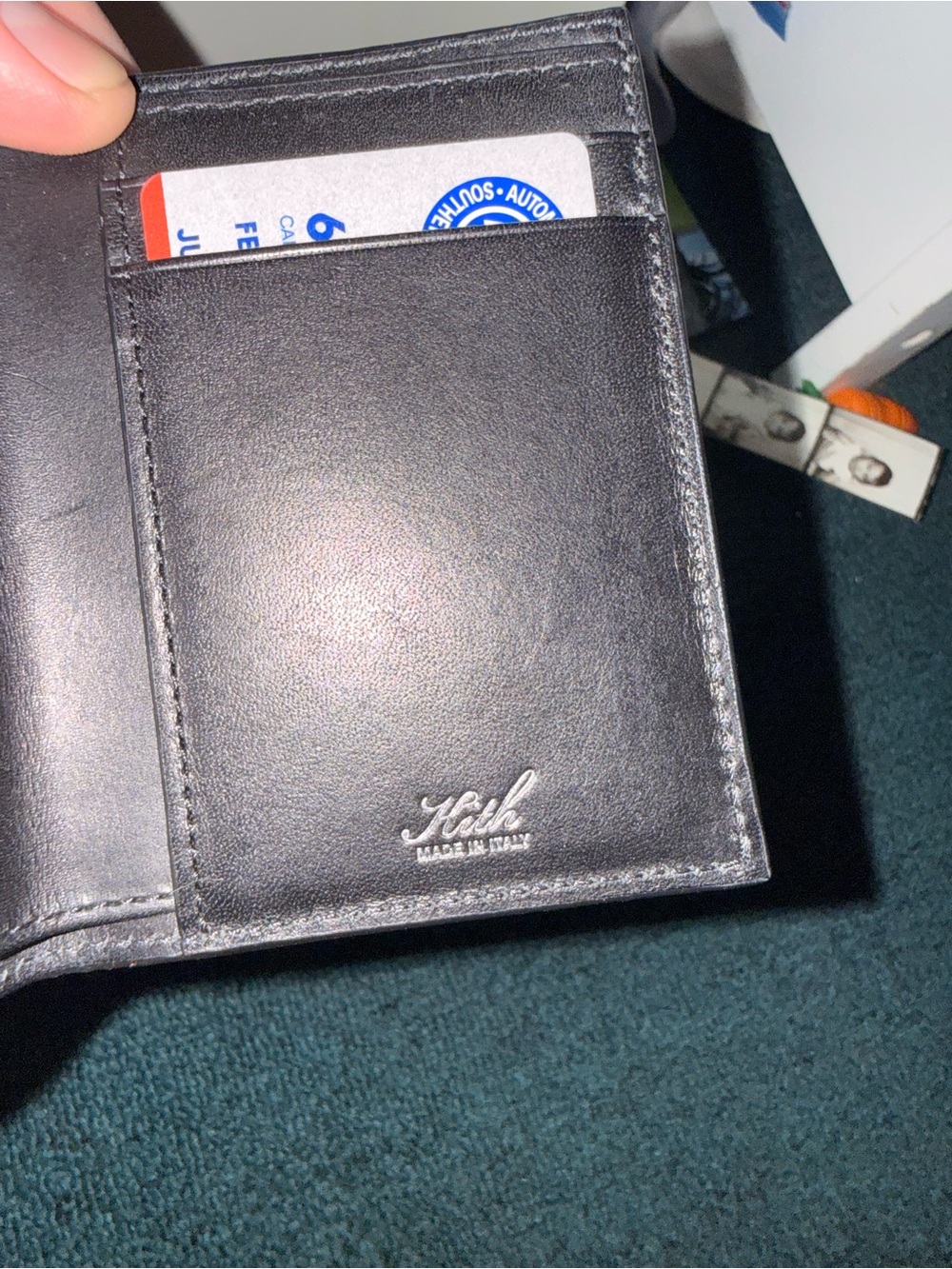 Kith Black Leather Card Wallet Monogram Black